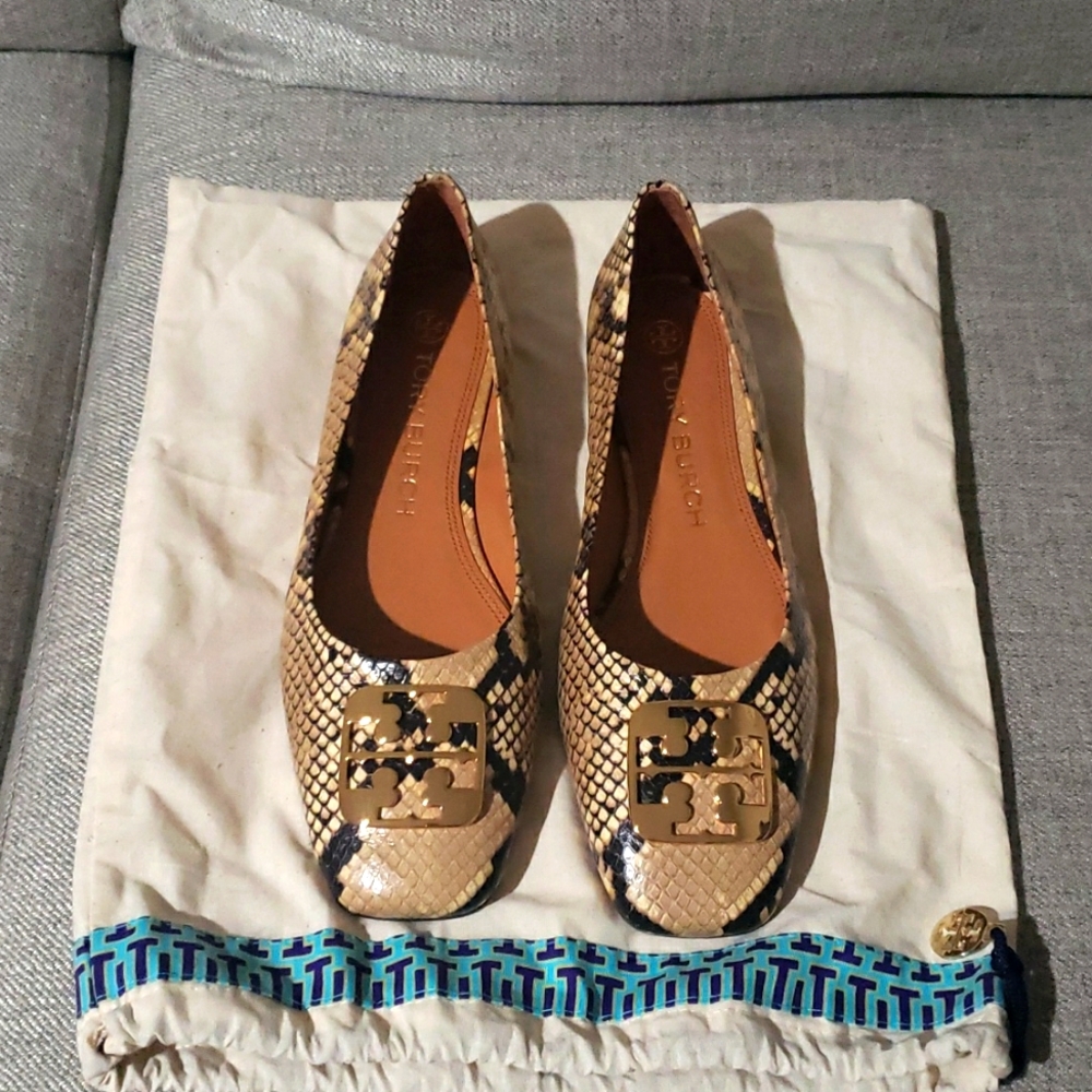 Tory Burch Snake Print Flat